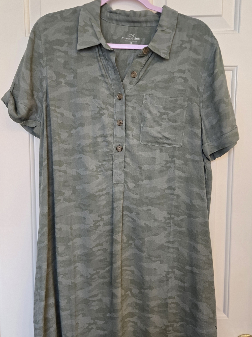 Vineyard Vines Olive Green Camo Shirt Dress, Size 12